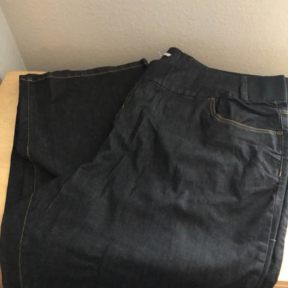 Woman Within Wide Straight Leg Jeans Women's size 34W Tall Black Pull On - NEW